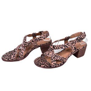Madewell‎ Alyssa Calf Hair Leopard Print Chunky Heel Strappy Sandals Sz 10 - NWT